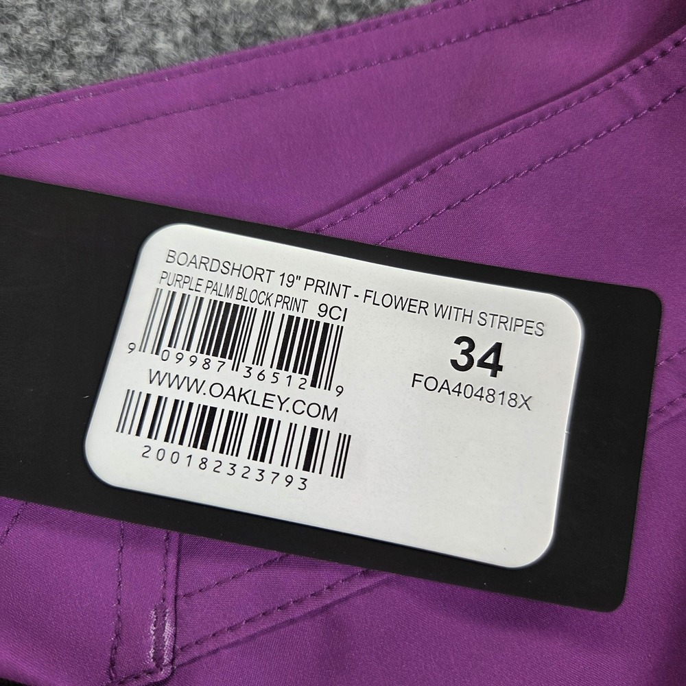 Oakley Boardshorts‎ Mens 34 Purple Palm Floral Hydrolix Quick Dry Swim Trunks - Picture 5 of 10